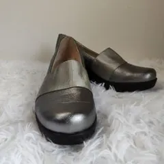 履き心地◎✨エスプレッソ　厚底　23.0cm　幅広　シルバー