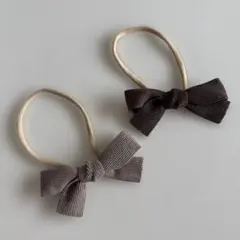 ベビー リボンヘアバンド セット ブラウン ベージュ