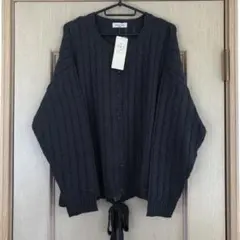 【新品・未使用】サマンサモスモス SM2 スラブヤーン後ろリボンカーディガン