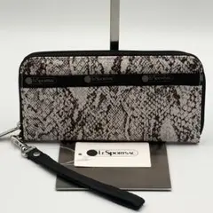 LeSportsac 長財布 ヘビ柄 ホワイト/ブラック