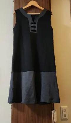 【アンドラブ&LOVE】新品　ニット　Vネック　リボン　チュニック　ワンピース