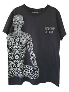瞑想ヨガ ユニセックス 半袖Tシャツ ブラック黒 曼陀羅 tantra 人体