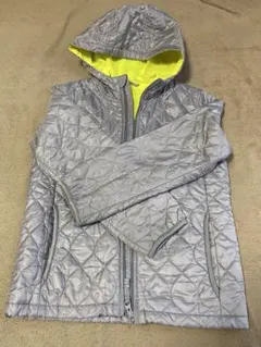 UNIQLO中綿キルティングコート　140 フード付き　グレー　イエロー