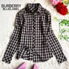 バーバリー ブルーレーベル★ネルシャツ ノバチェック ホースロゴ刺繍 ストレッチ