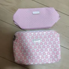 CLINIQUE　ピンク ドット 花柄 ポーチ 2点セット