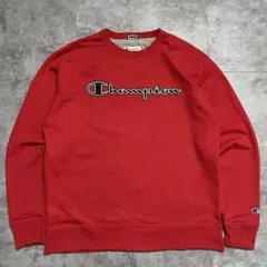 Champion スウェット レッド 刺繍ロゴ スクリプトロゴ L