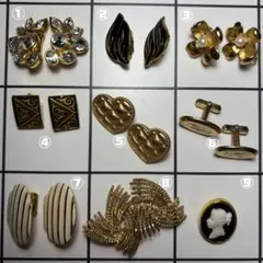 【断捨離】ヴィンテージ イヤリング まとめ売りセットゴールド系カフスアクセサリー
