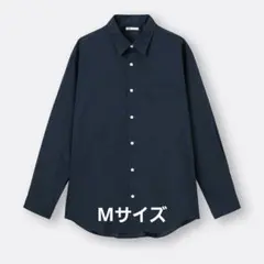 GU　イージーケアブロードシャツ　長袖　Mサイズ　ネイビー