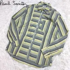 ポールスミス　ストライプシャツ　マルチストライプ　長袖　日本製　グリーン　M