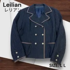 e858☆Leilian レリアンストライプジャケット L L