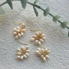 E433ー2 天然パールフックピアス✨可愛い女性らしさ・おしゃれ・デイリー・人気