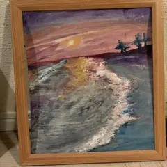 高木春太郎「海」 額42.7×51.5 絵24×33cm￼ 板絵油彩画 - メルカリ