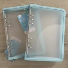 ダイソー A5 6リングファイル 水色　 シール帳 バインダー 2点セット