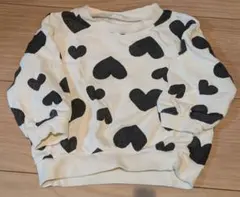 ハート柄トレーナー ホワイト/ブラック