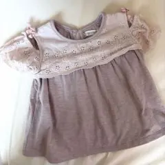 ママラク　バースデイ　半袖Tシャツ　トップス　110 リボン　レース　オフショル