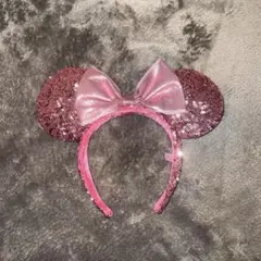 ミニーマウス スパンコールカチューシャ ピンク