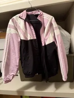 adidas ナイロンジャケット L ピンク/ブラック