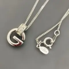 美品　GIVENCHY　ジバンシィ　ネックレス　シルバー　Gロゴ　ストーン