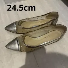 Le Talon ル タロン シルバー ポインテッドトゥ フラット 24.5cm