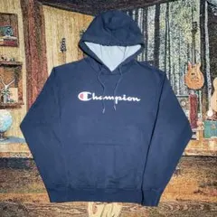 US古着 champion 胸ロゴプリント　スウェットパーカー