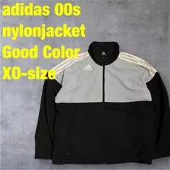 アディダス トラックジャケット XOサイズ ナイロンジャケット ブラック×グレー