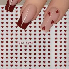 【数量限定】ネイルシール　ハート　赤　レッド　バレンタイン　冬