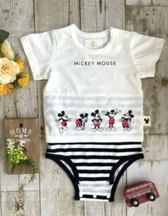 ミッキー ディズニー ストライプ ロンパース カバーオール 70cm