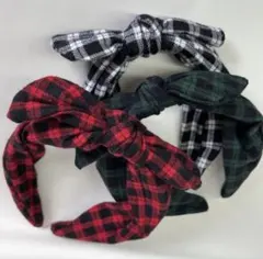 新品未使用　チェック　リボンカチューシャ ギンガムチェック