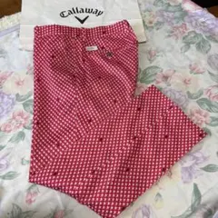 極美品W82-84cmCallaway春秋フラミンゴ柄4Pストレッチパンツ