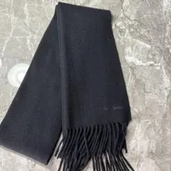Paul Smith 黒 ウールマフラー フリンジ付き