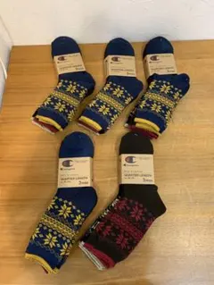 G1225-03★未使用Champion クォーターソックス まとめて5点