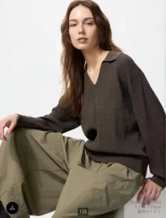 愛*坊様 ウォッシャブルニットリブポロセーター　ブラウン