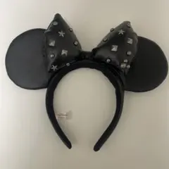 スタッズ付き ブラックミ二ー 耳カチューシャ ディズニー ミッキー 被り物