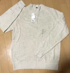 【未使用タグ付き】UNIQLO ベージュ リブ編み ニットセーター XL