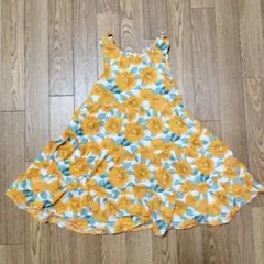 ひまわり柄ノースリーブワンピース