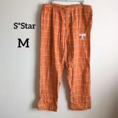 S*Star 【M】オレンジ チェック柄 パンツ 長ズボン
