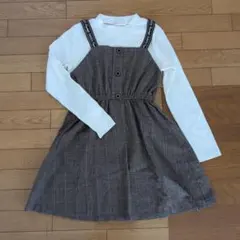 160㌢☆女児ブラウン系チェックワンピース