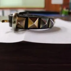 スタッズ付きブラックレザーブレスレット　黒夢　清春