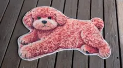 プードル マット レッド 左向き 犬 ダイカット 玄関マット 40×60cm