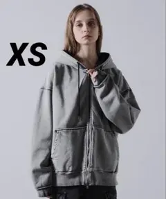 CLEL ヘビーウェイト ロゴ刺繍 フルジップパーカー XS ホワイト系