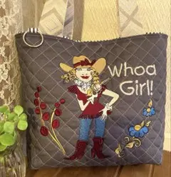 ロラライハリス★刺繍★キルティング★カウガールちゃんトート