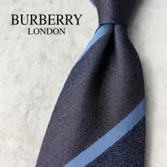美品 BURBERRY LONDON ストライプ ホースマーク ネクタイ 紺