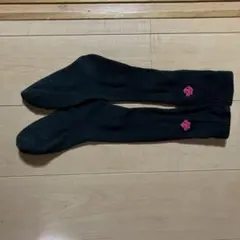 デサント黒い長ソックス ピンクロゴ付き