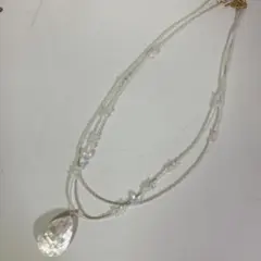 ホワイトパール多層ネックレス滴型ペンダントのサムネイル