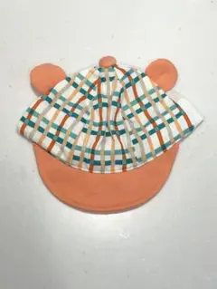 moimoln ベビー帽子 オレンジ チェック柄 サイズ42