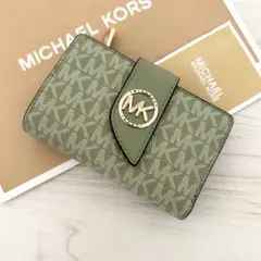 ★ 新品 MICHAEL KORS 折り財布 ライトグリーン 二つ折り財布
