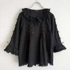 【極美品】PINK HOUSE 七分袖 ブラウス ブラック 近年モデル