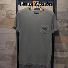 Blue Works Vネック 半袖Tシャツ M コットン100％　グリーンのサムネイル
