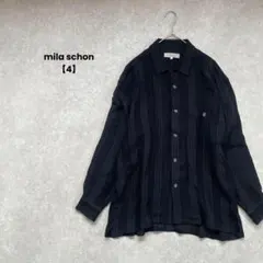 a1670＊mila schon 長袖シャツ　黒【4】大きいサイズ　ストライプ
