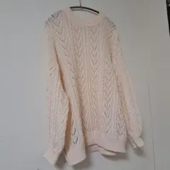 ニット編みセーター　Lタグ無し　オフホワイト